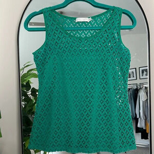 Emerald Green Eyelet Sleeveless Tank Top size S